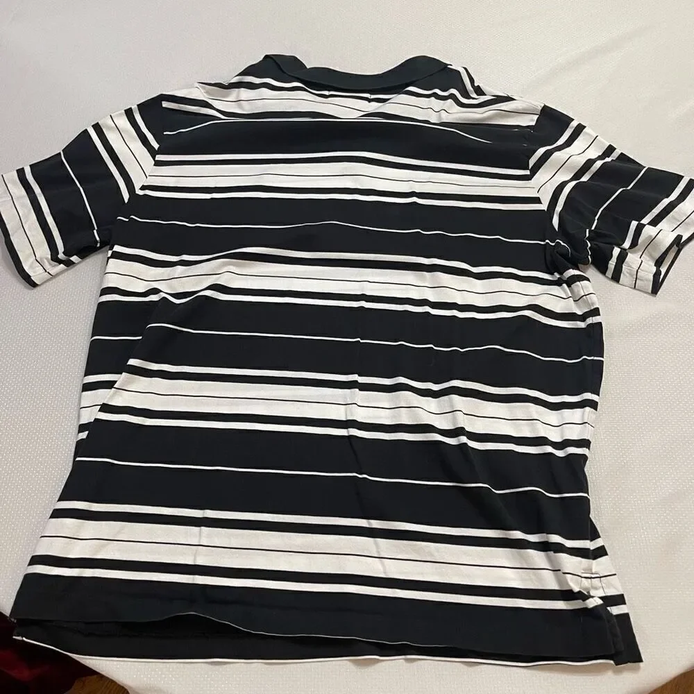 Polo By Ralph Lauren Black White Stripe VTG Polo Shirt Size XL